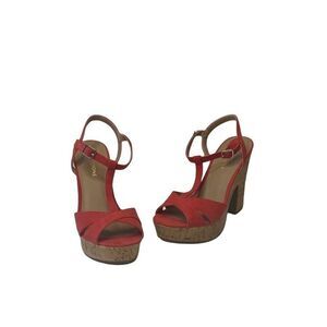 Sun + Stone Platform Dress Cork‎ Sandal 8.5 Coral Women's Adjustable Cushioned